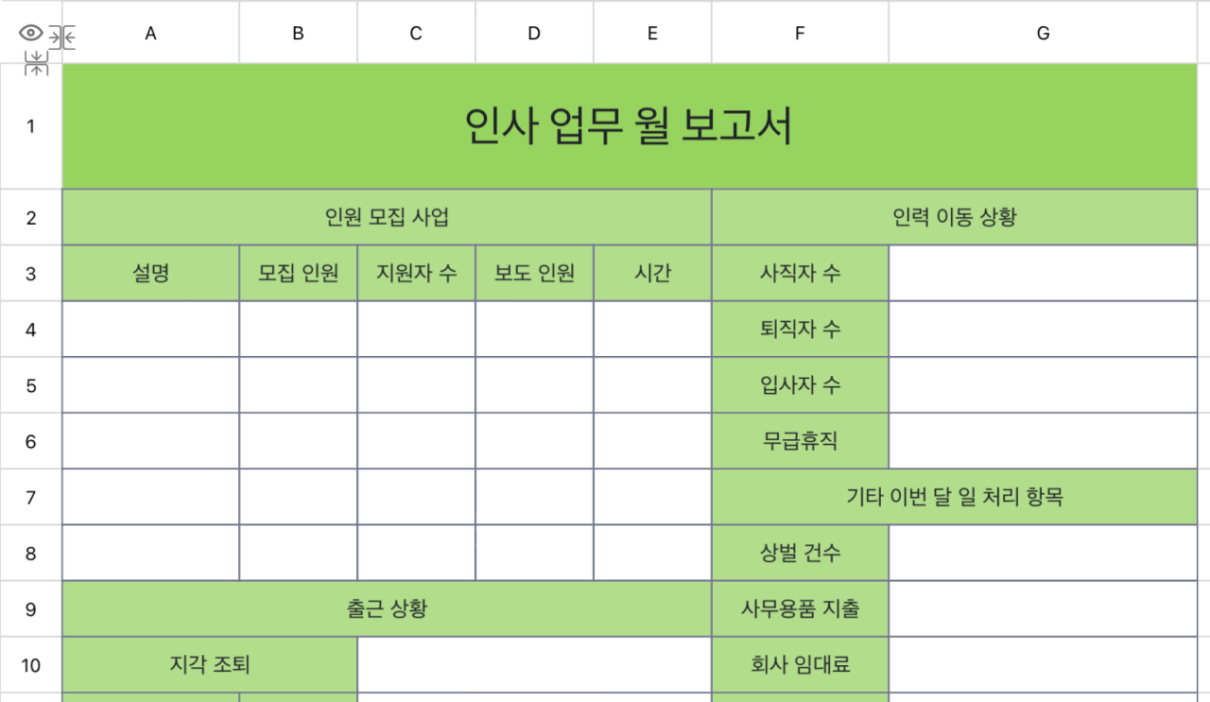 인사 업무 월 보고서